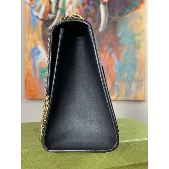 GUCCI Black Large Leather Padlock Chain Bag Shoulder Gold Lock Key Crossbody EUC - Picture 15 of 16
